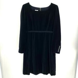 Laura Ashley‎ Womens Velvet Dress Black Midi Square Neck Empire Waist 10